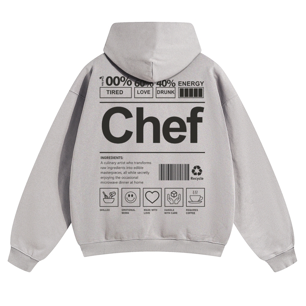 Chef Are 100%Tired 60%Love 40%Drunk Solid Color Hoodie