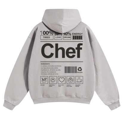 Chef Are 100%Tired 60%Love 40%Drunk Solid Color Hoodie