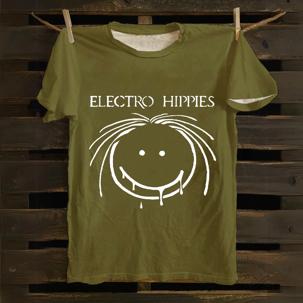 Unisex Vintage Electro Hippies Punk Band  Cotton T-Shirt