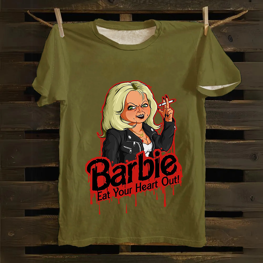 Unisex Casual chucky Barbie- Eat your heart out Printed Cotton T-Shirt
