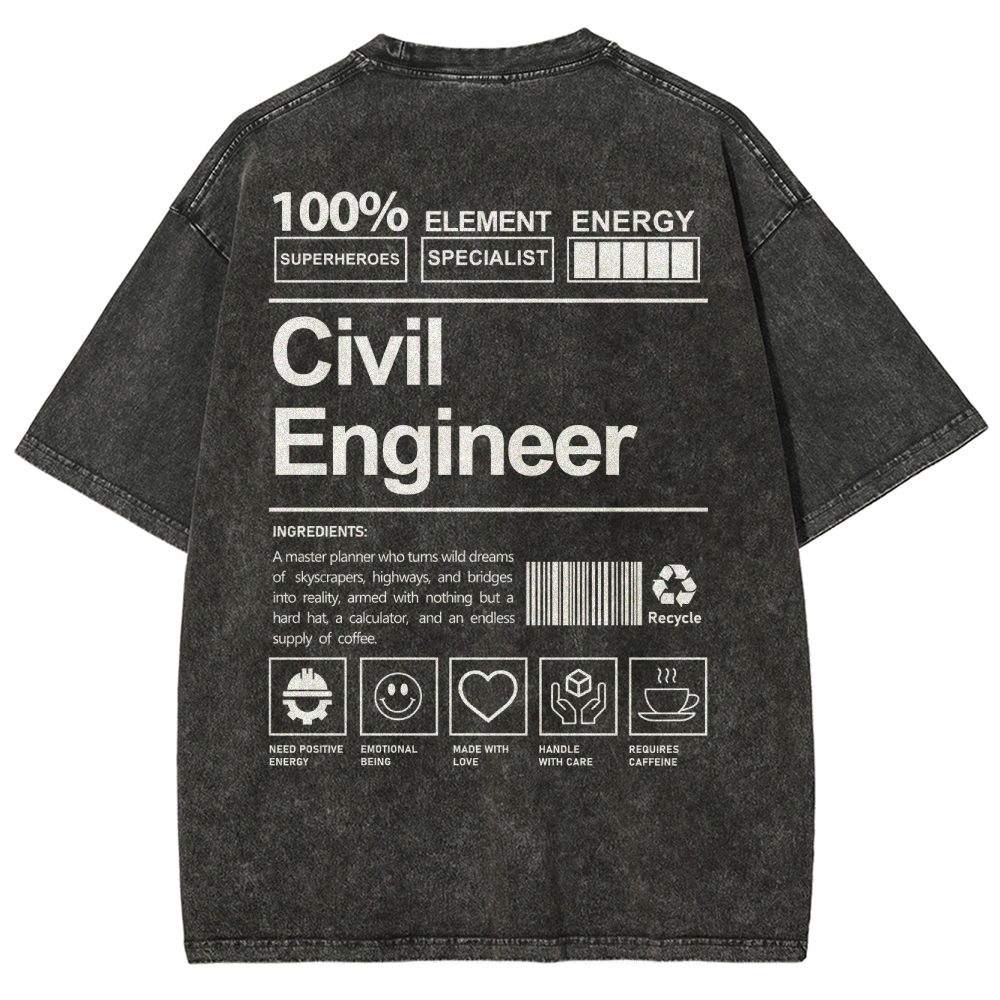 Civil Engineer Unisex Fit Washed T-Shirt