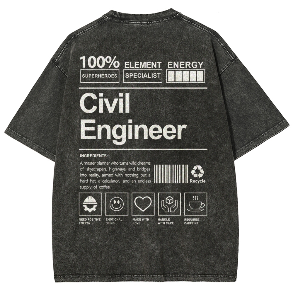 Civil Engineer Unisex Fit Washed T-Shirt