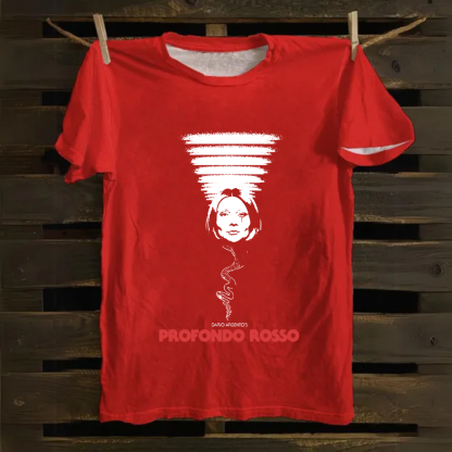 Unisex Vintage Deep Red Horror Movie Cotton T-Shirt