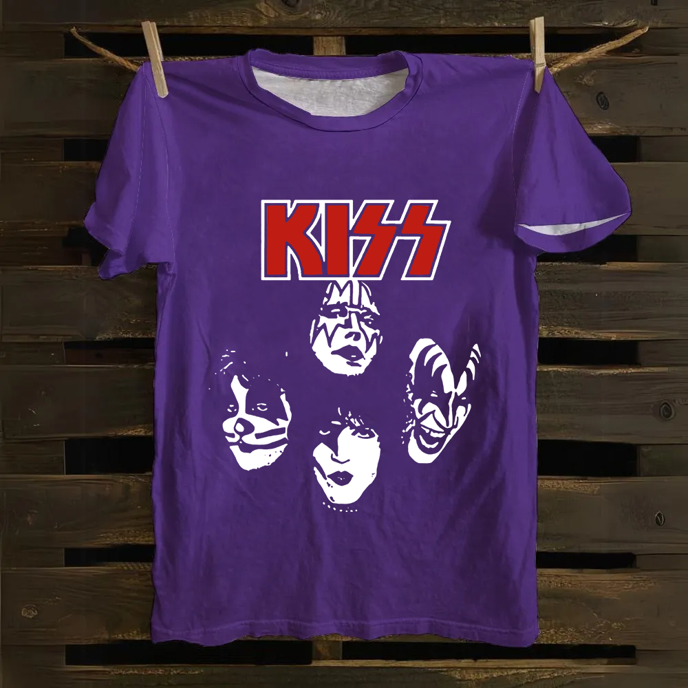 Unisex Cotton Kiss Rock Heavy Metal Band T-Shirt