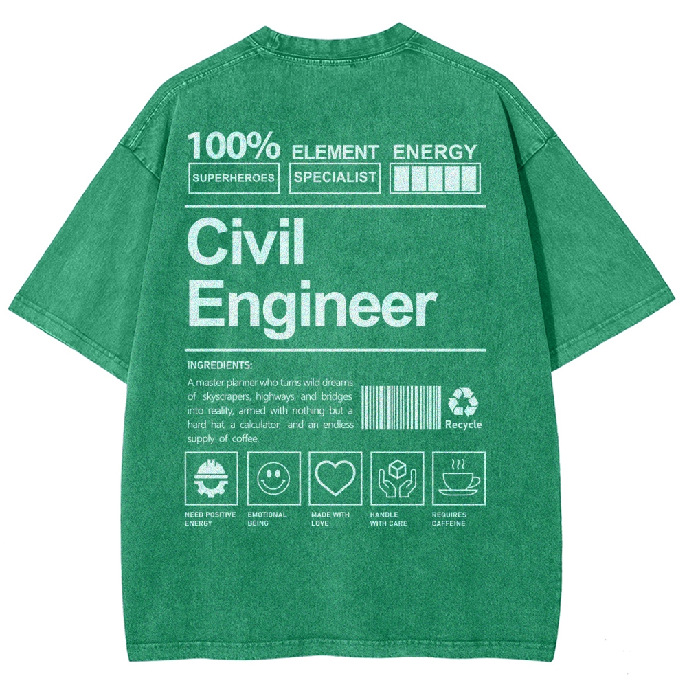Civil Engineer Unisex Fit Washed T-Shirt