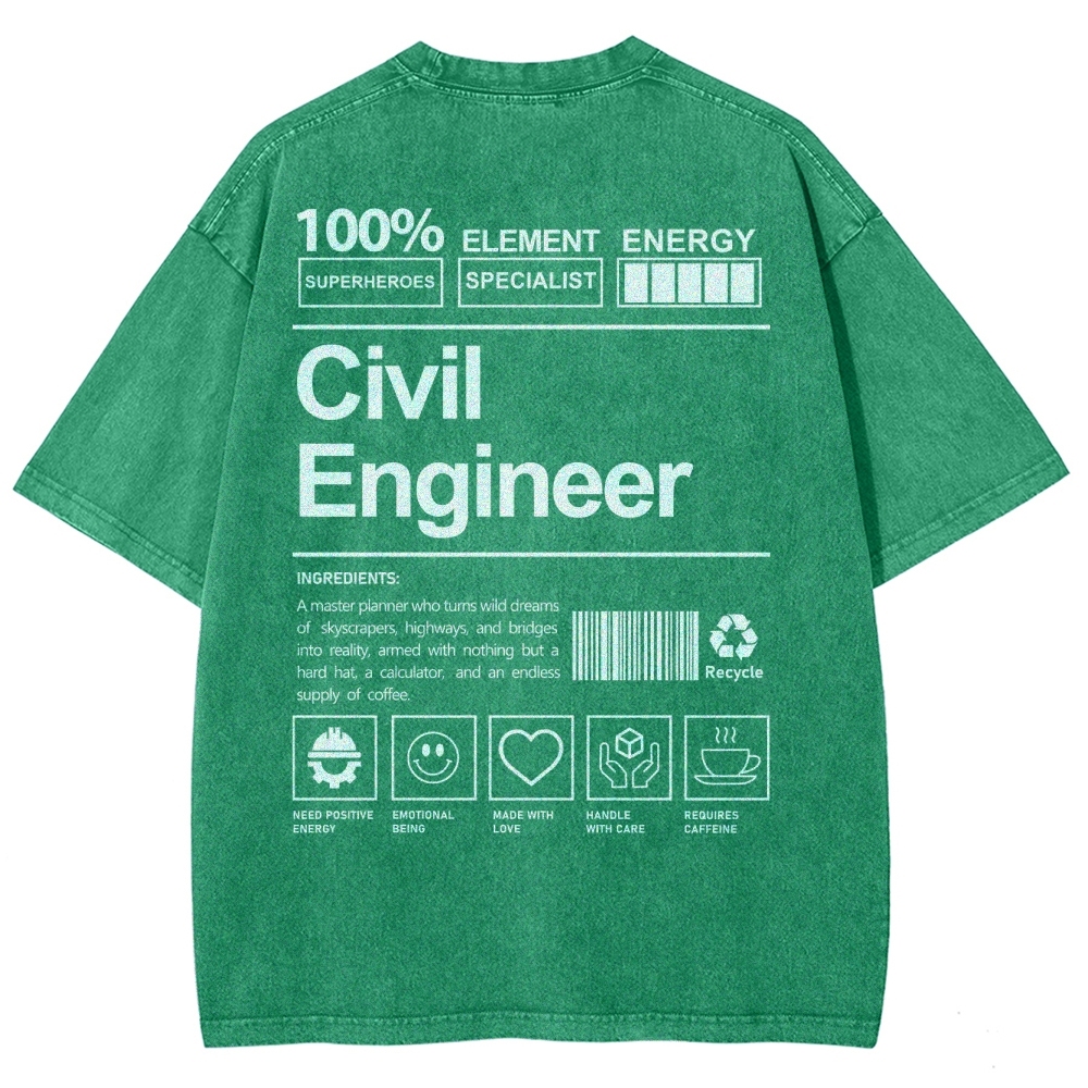 Civil Engineer Unisex Fit Washed T-Shirt