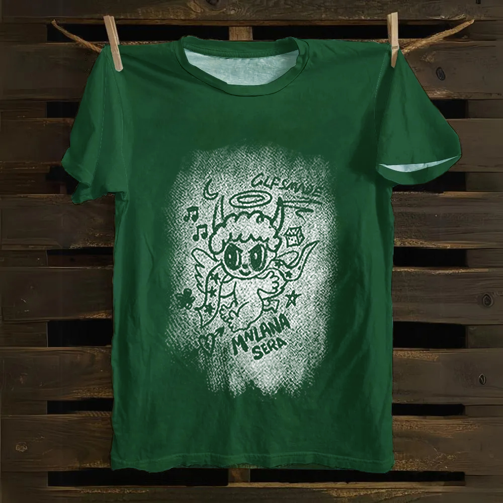 Unisex Vintage Angel Graphic Cotton T-Shirt