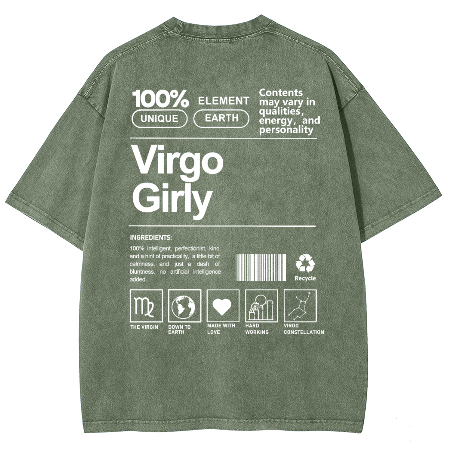 Virgo Girly Unisex Fit Washed Oversized T-Shirt