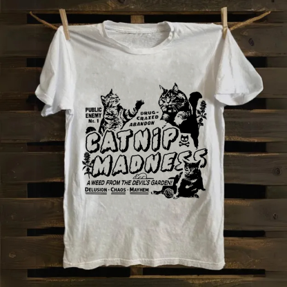 Unisex Vintage catnip madness Cotton T-Shirt