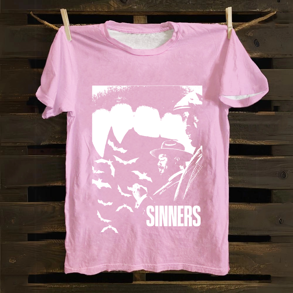 Unisex Vintage Sinners 2025 Horror Movie Cotton T-Shirt