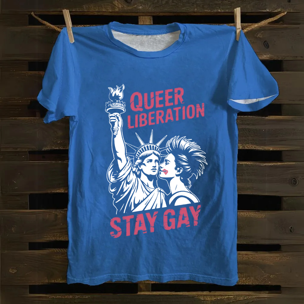 Unisex Vintage Queer Liberation Stay Gay Cotton T-Shirt