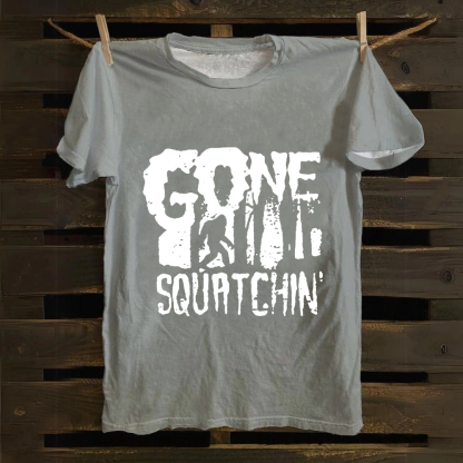 Unisex Vintage Gone Squatching Funny Big Foot Cotton T-Shirt
