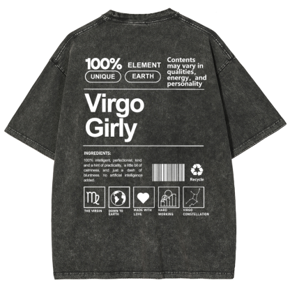 Virgo Girly Unisex Fit Washed Oversized T-Shirt