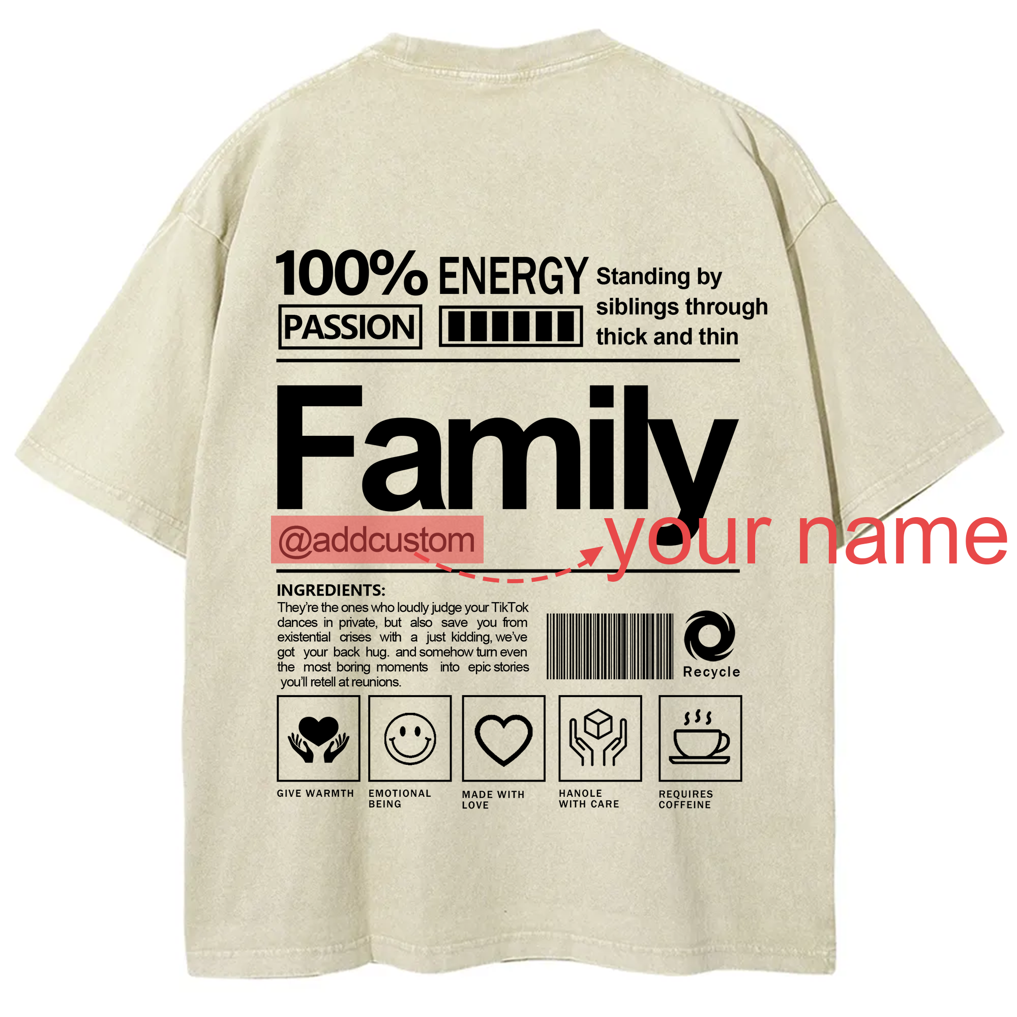 Family Addcustom Washed T-Shirt