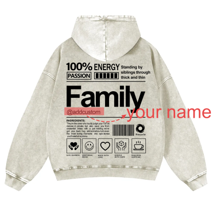 Family Addcustom  Vintage Washed Hoodie