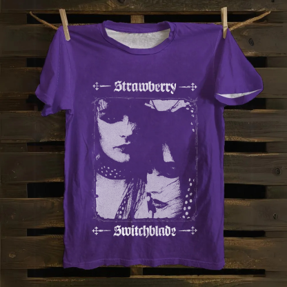 Unisex Vintage Strawberry Switchblade Band  Cotton T-Shirt