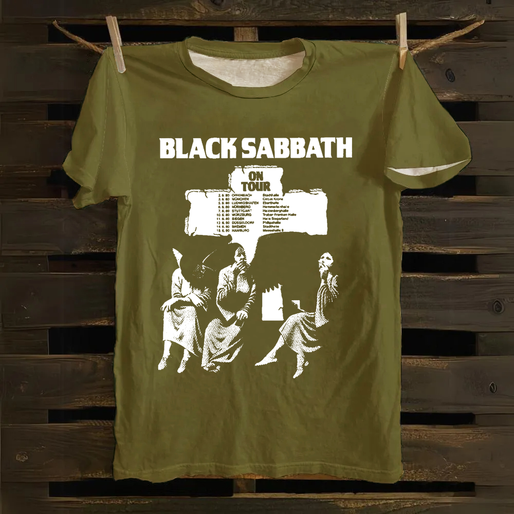 Unisex Vintage  Black Sabbath Band Cotton T-Shirt