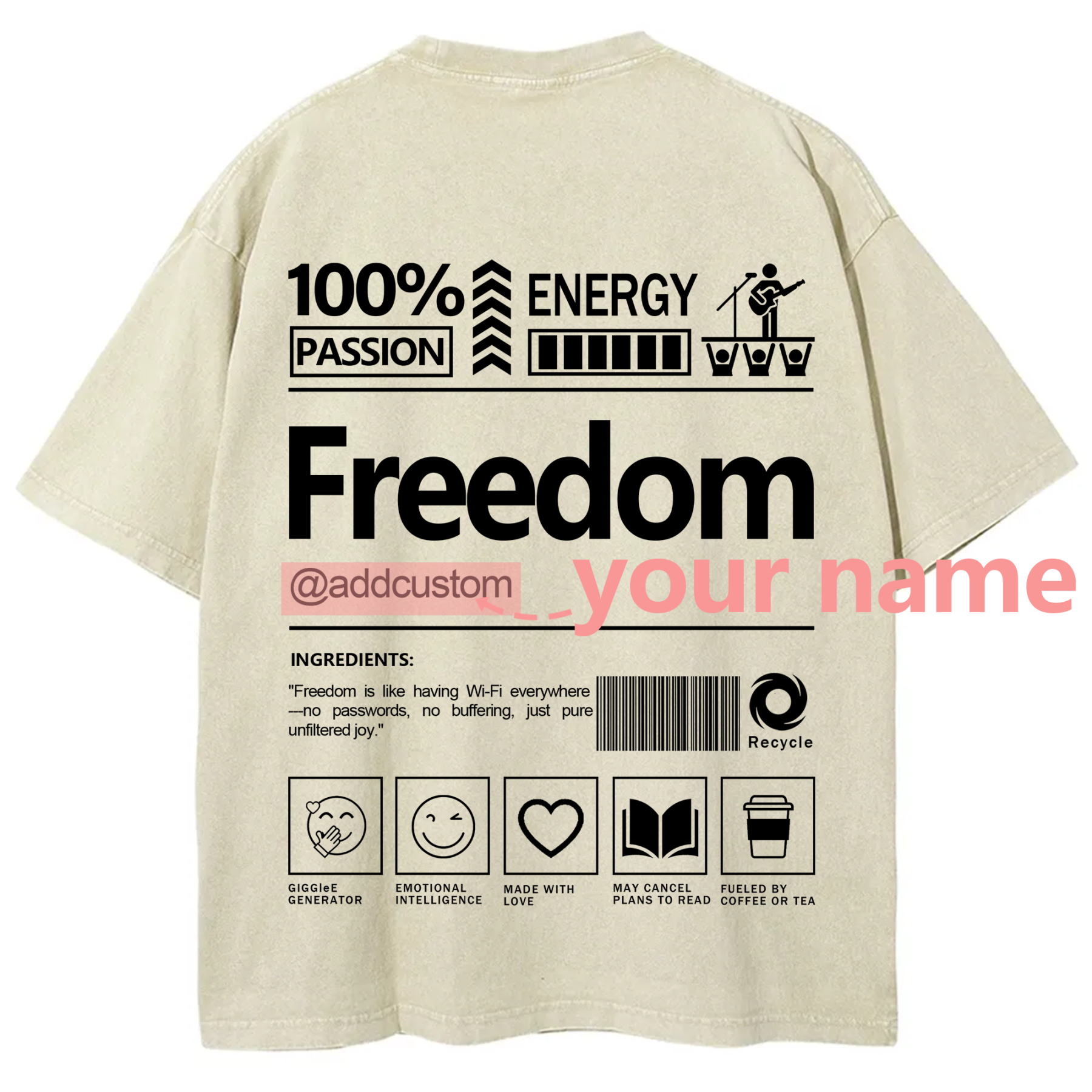 Freedom Addcustom Washed T-Shirt