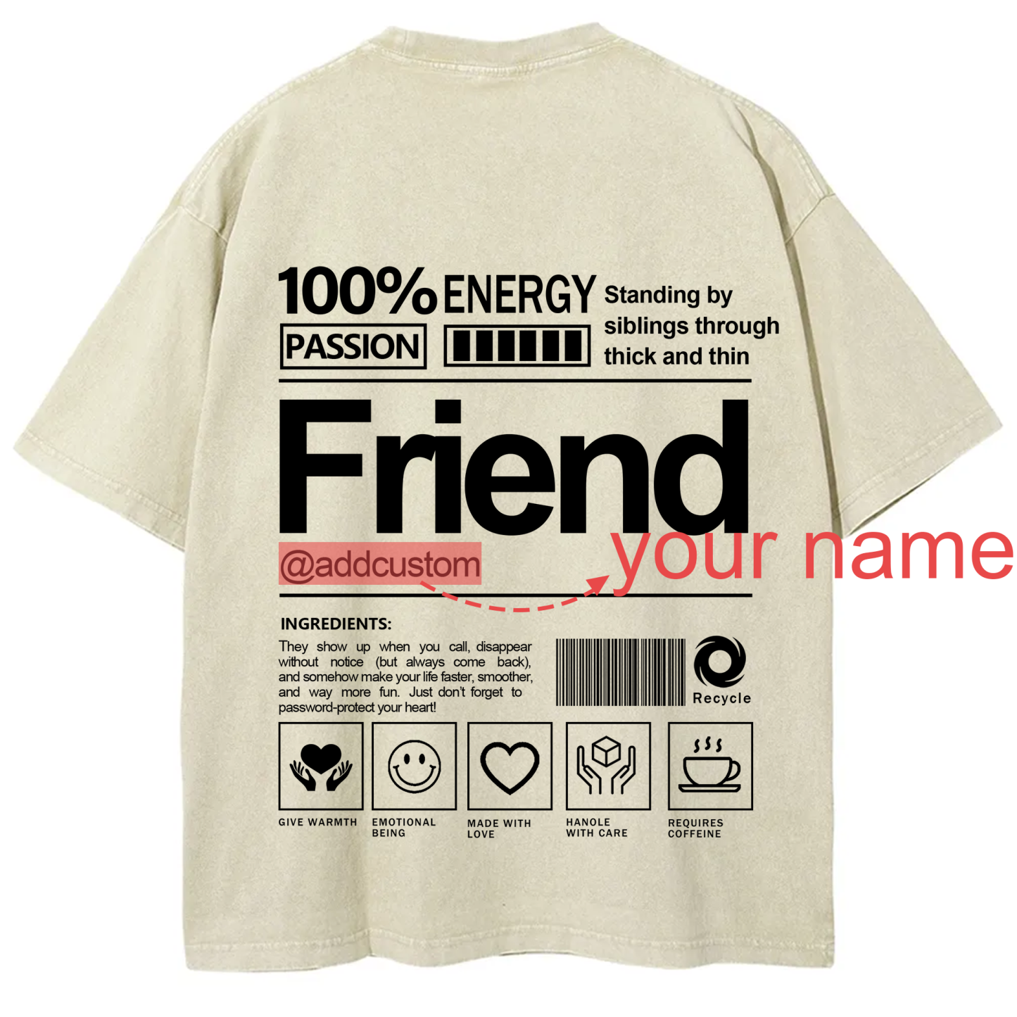 Friend Addcustom Washed T-Shirt