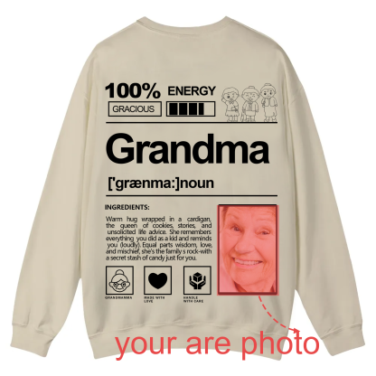 Addcustom  Photo Grandma Casual Crewneck Sweatshirt