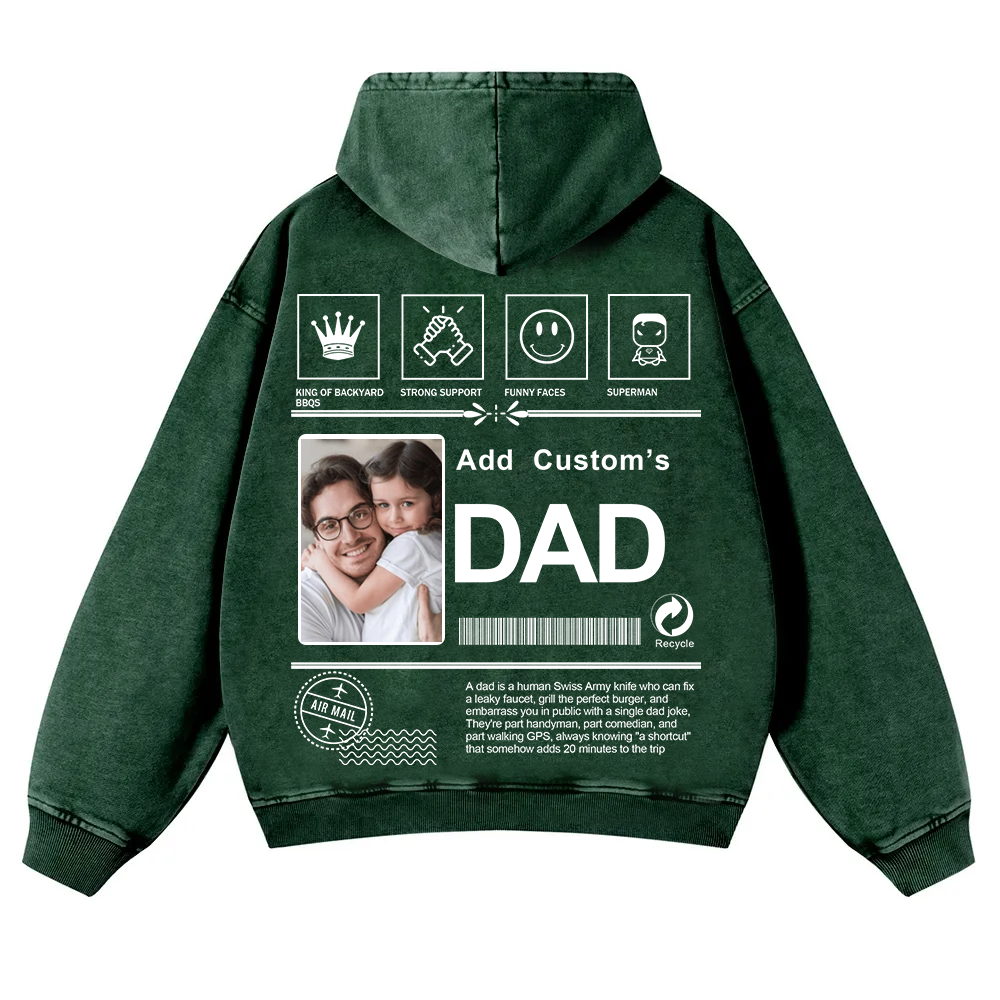 DAD Custom Casual Washed Hoodie wearishow