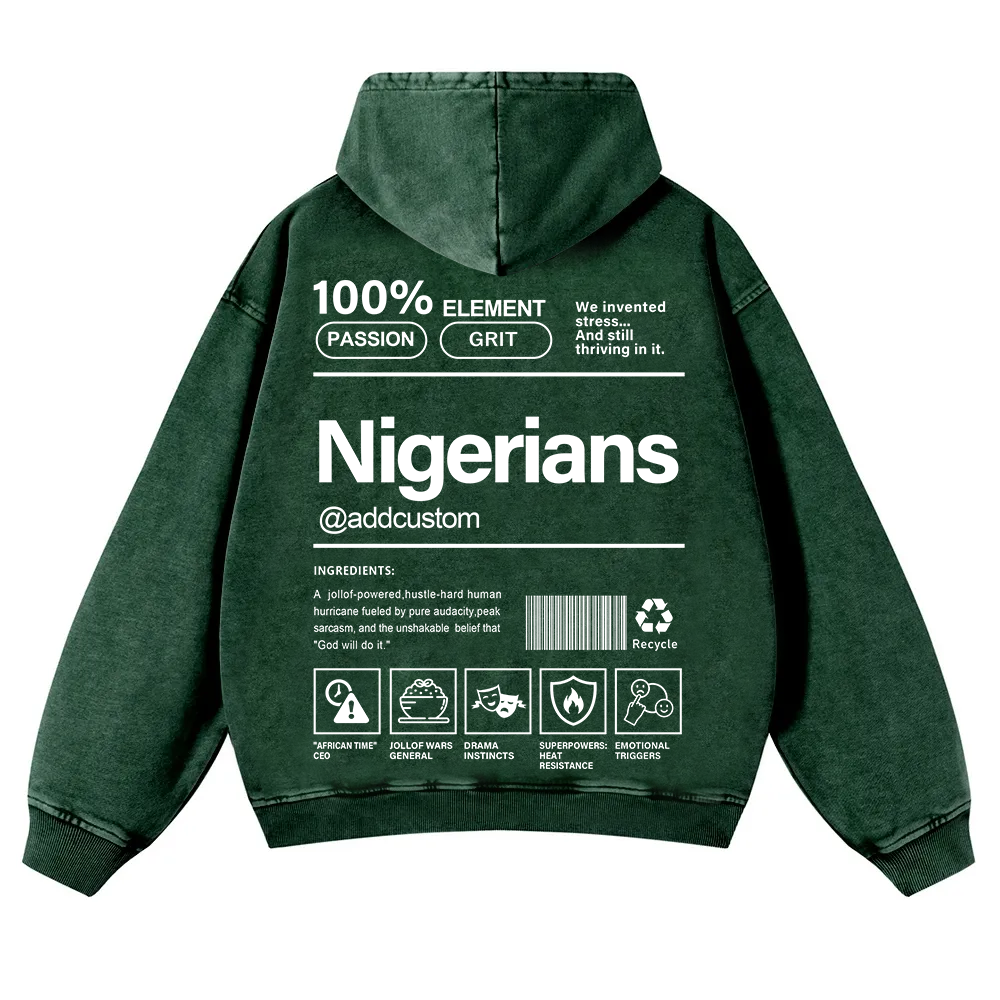 Nigerians Addcustom Unisex Fit  Washed Hoodie wearishow