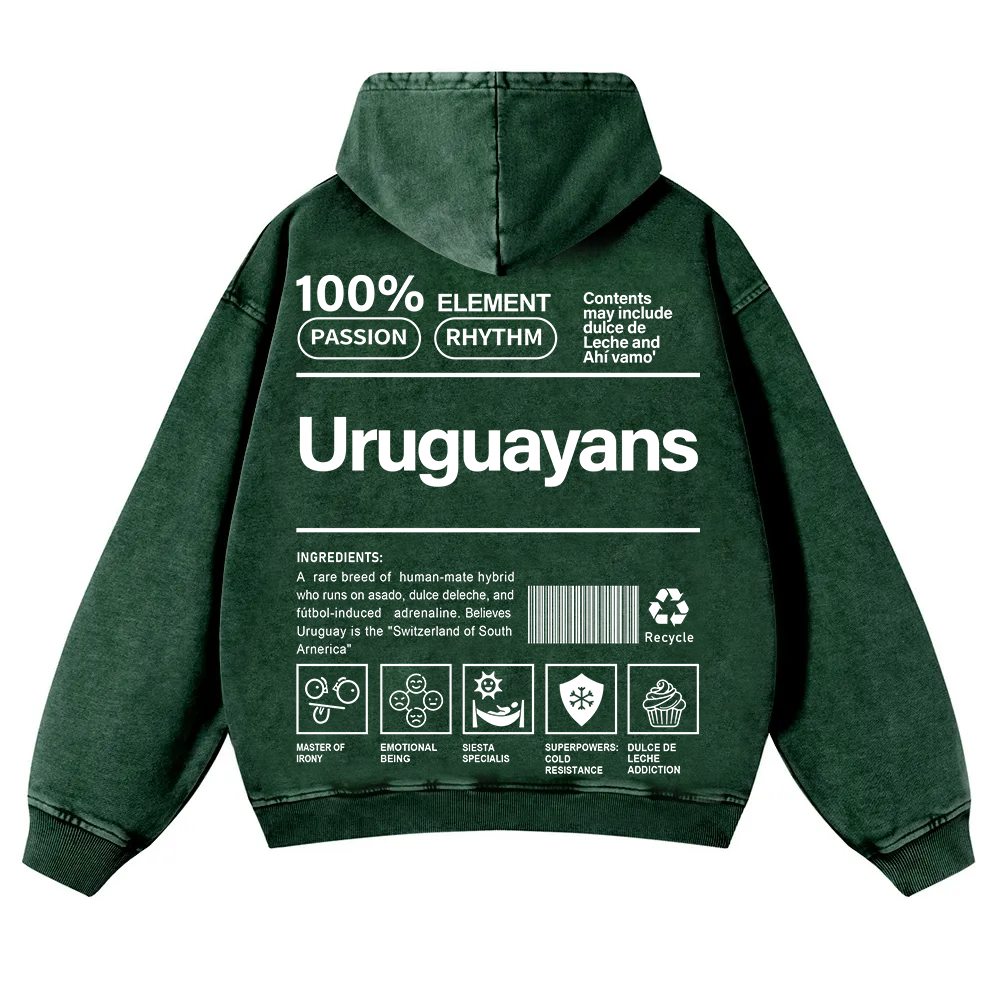 Uruguayans Unisex Fit  Washed Hoodie wearishow