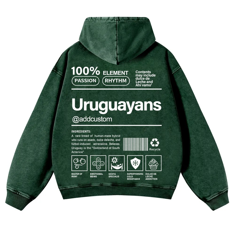 Uruguayans Addcustom Unisex Fit  Washed Hoodie wearishow