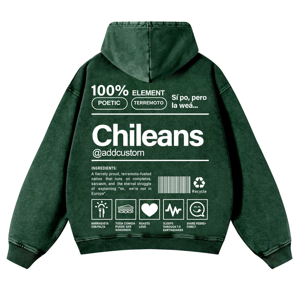 Chileans Addcustom Unisex Fit  Washed Hoodie wearishow