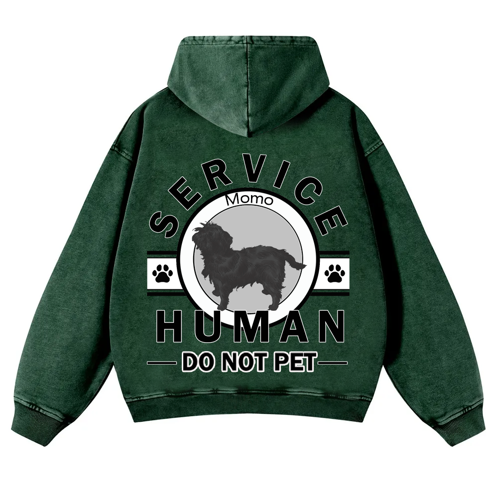 Service Human, Do Not Pet - Personalized Custom Unisex Washed Hoodie