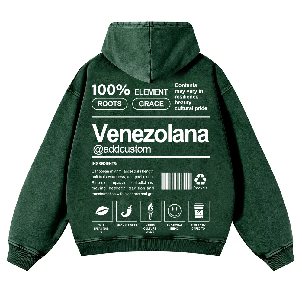 Venezolana Addcustom Unisex Fit  Washed Hoodie wearishow