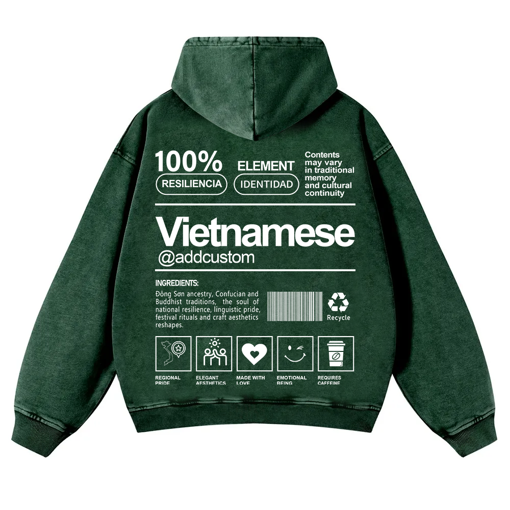 Vietnamese Addcustom Unisex Fit  Washed Hoodie wearishow