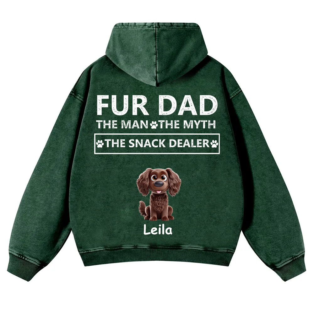 Fur Dad The Man The Myth The Snack Dealer - Personalized Custom Unisex Washed Hoodie
