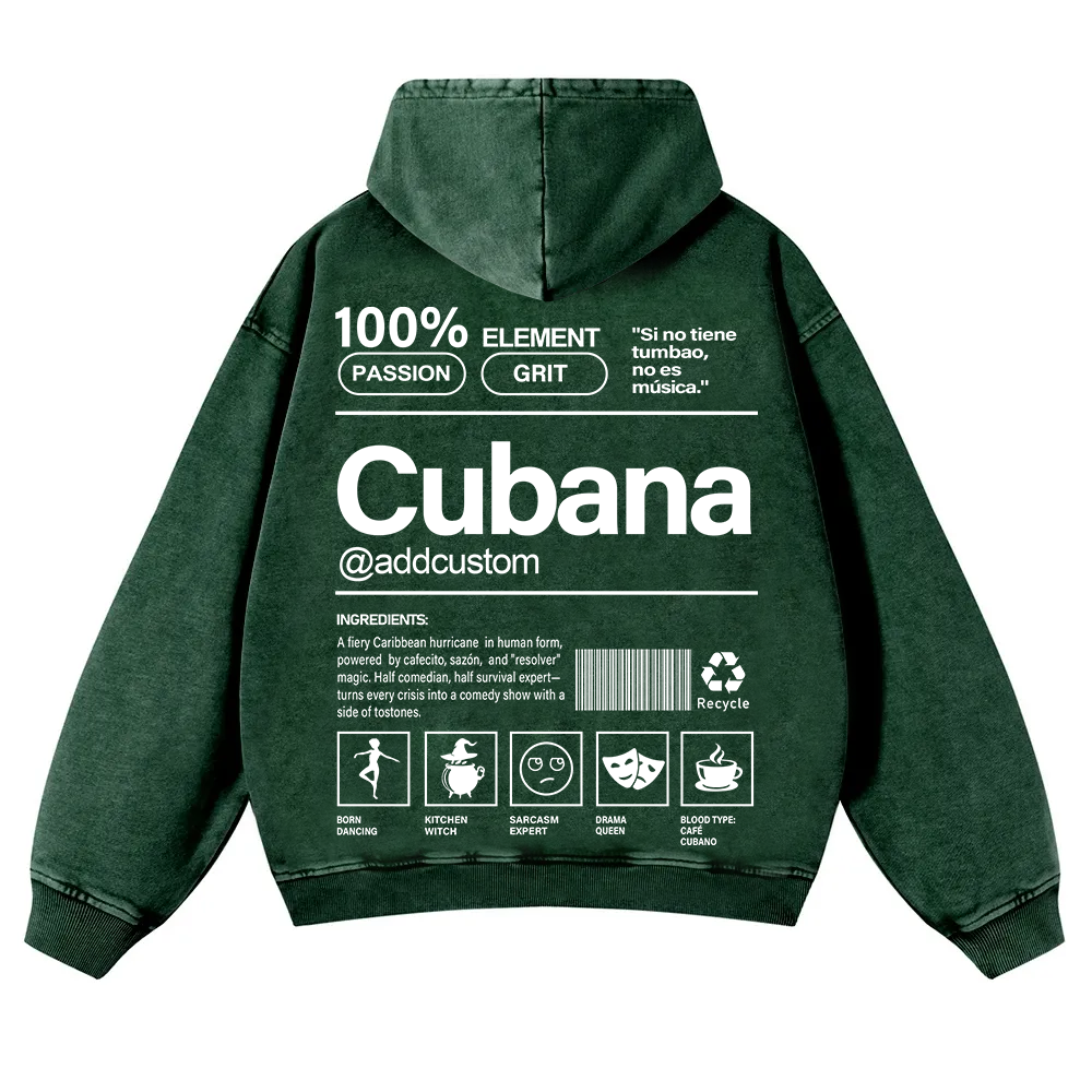 Cubana Addcustom Unisex Fit  Washed Hoodie wearishow