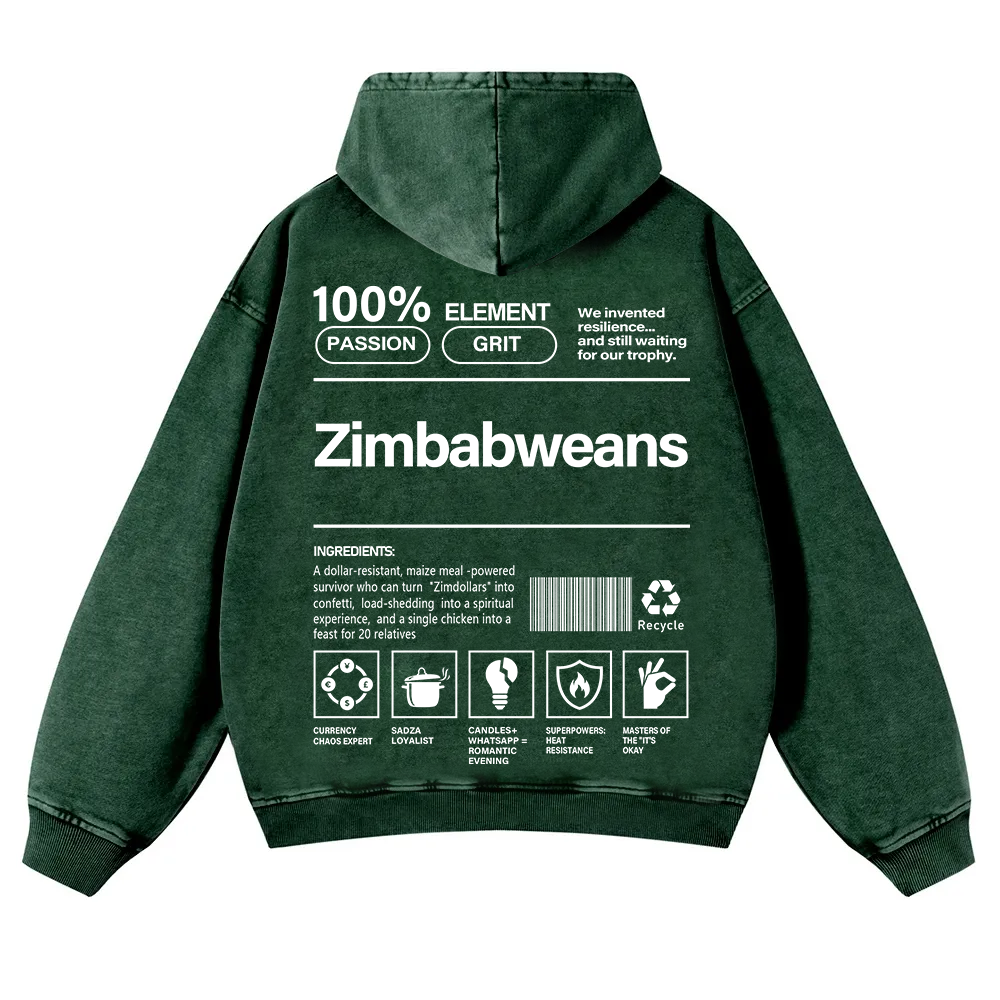Zimbabweans Unisex Fit  Washed Hoodie wearishow