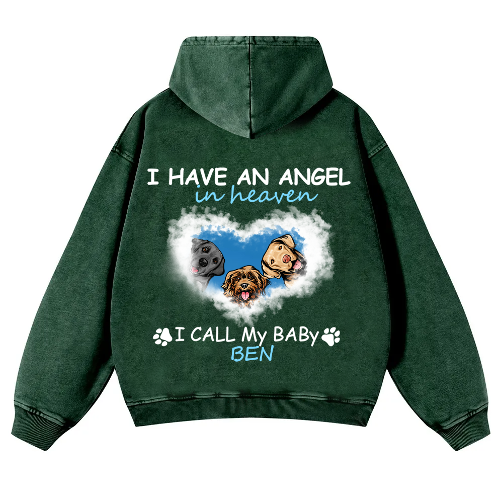 Have An Angel In Heaven - Personalized Custom Unisex Washed Hoodie wearishow