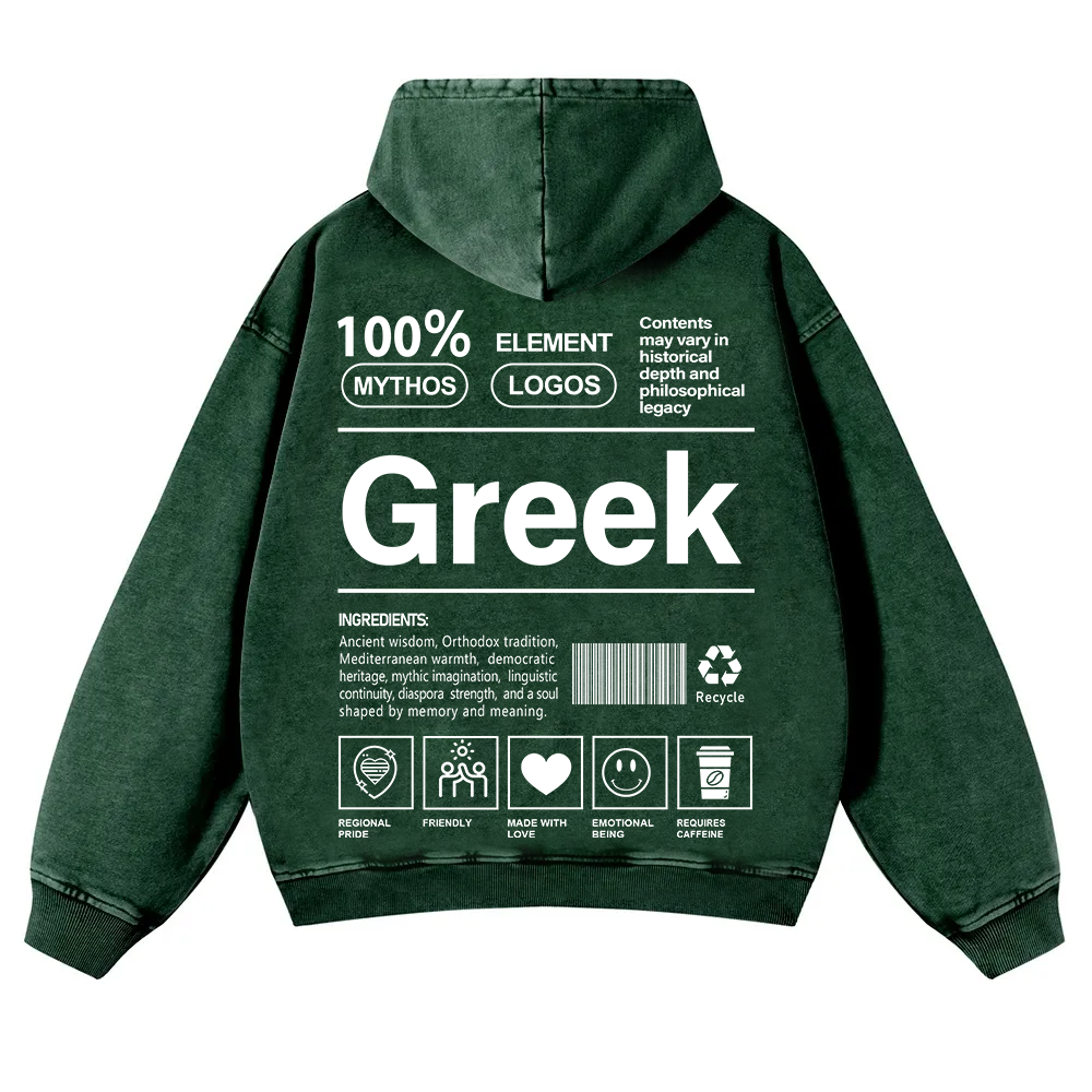Greek Unisex Fit  Washed Hoodie wearishow