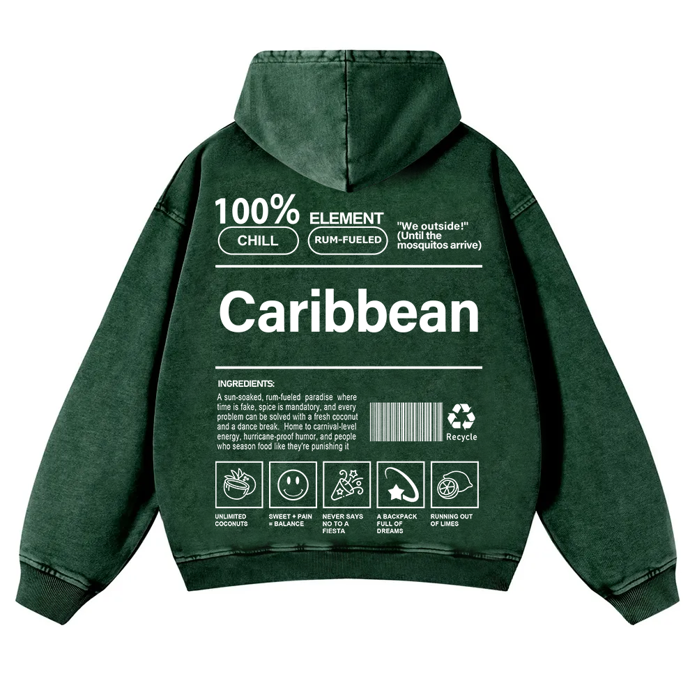 Caribbean Unisex Fit  Washed Hoodie wearishow