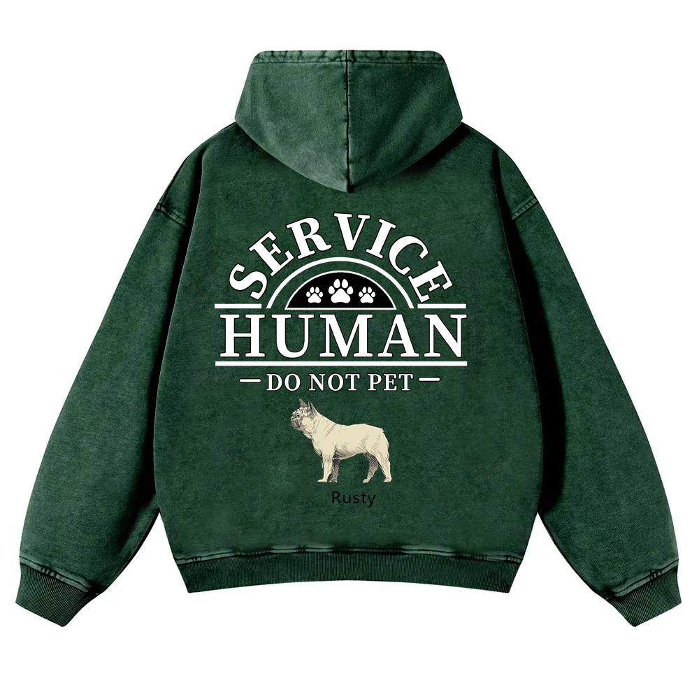 Service Human, Do Not Pet 2- Personalized Custom Unisex Washed Hoodie wearishow