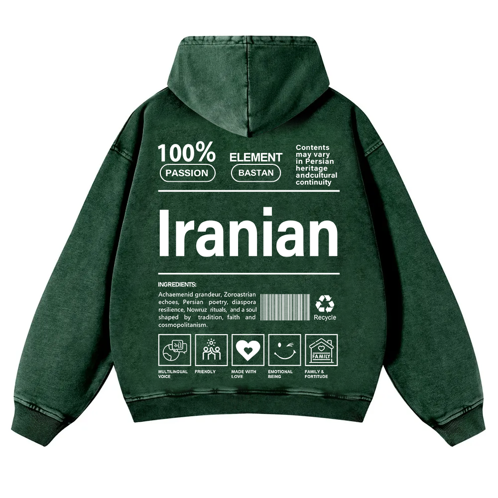 Iranian Unisex Fit  Washed Hoodie wearishow