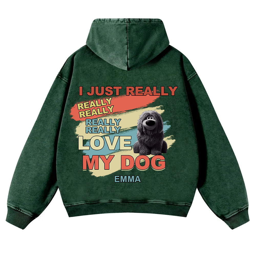 I Just Really Love My Dogs- Personalized Custom Unisex Washed Hoodie wearishow