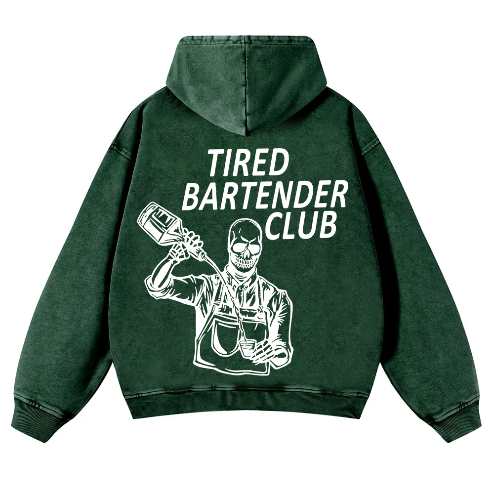 Tired Bartender Club Unisex Fit  Washed Hoodie wearishow