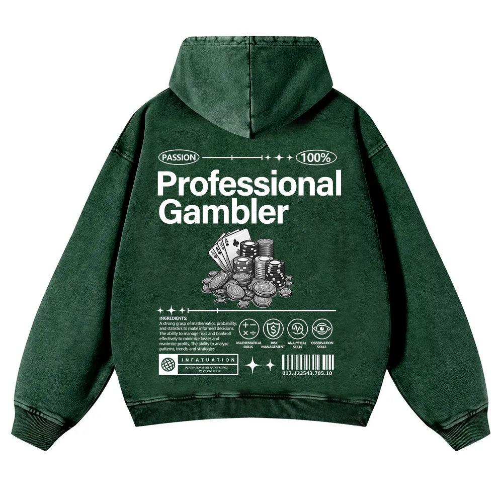 Professional Gambler Washed Hoodie wearishow
