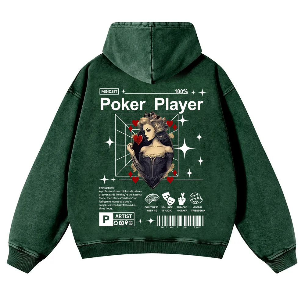 Poker Player  Washed Hoodie wearishow