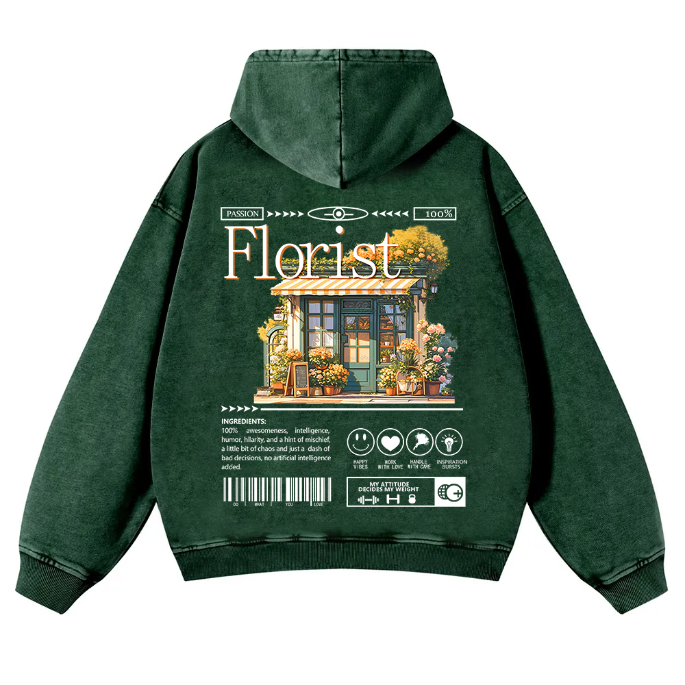 Florist Washed Hoodie wearishow