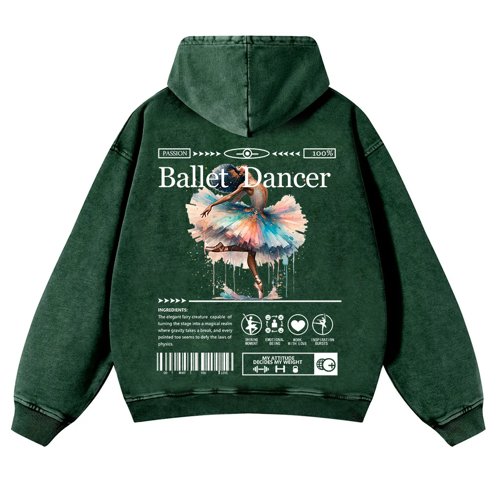 Ballet Dancer Washed Hoodie wearishow