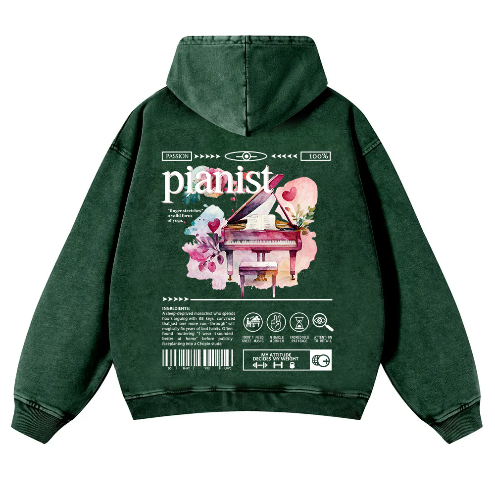 Pianist Washed Hoodie wearishow