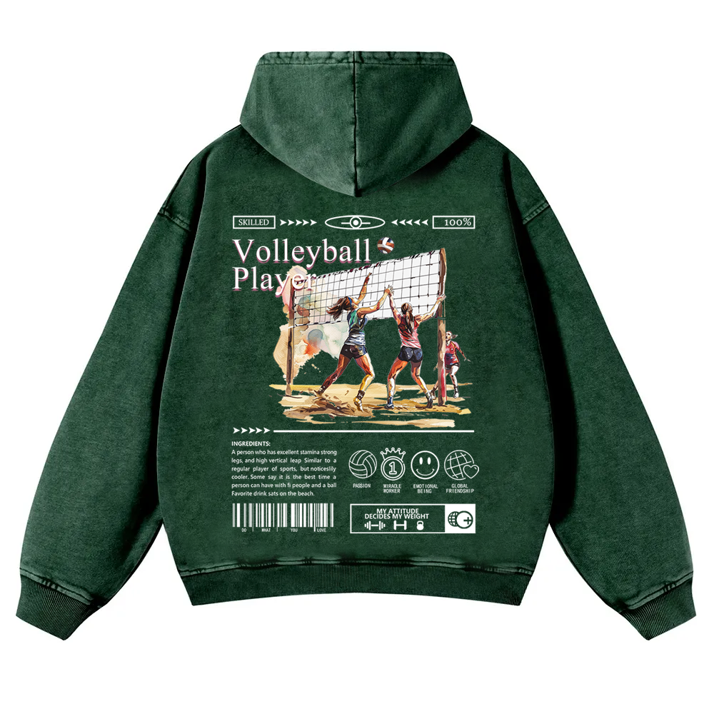 Volleyball Player Washed Hoodie wearishow