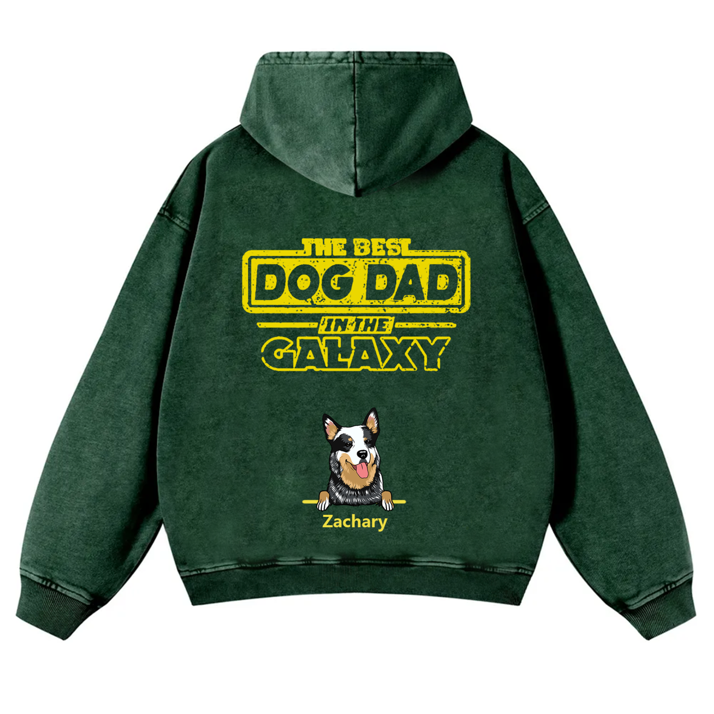 The Best Dog Dad In The Galaxy - Personalized Custom Unisex Washed Hoodie