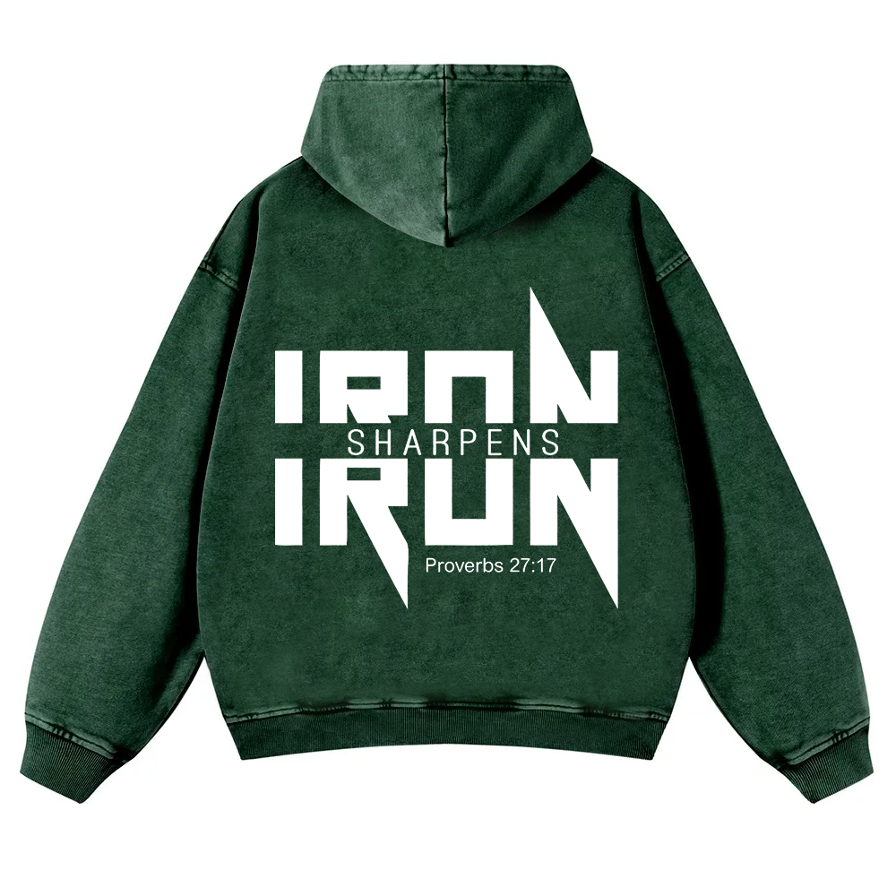 Iron Sharpens Iron Christian Washed Hoodie wearishow